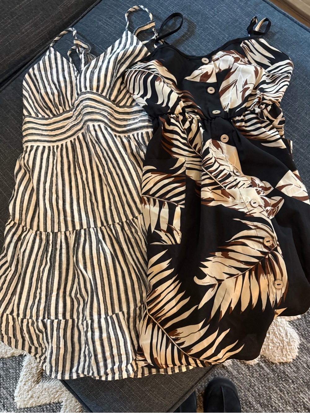 Offers Welcome! 2 dresses! Striped Cotton Sundress + Tropical Button  Dress